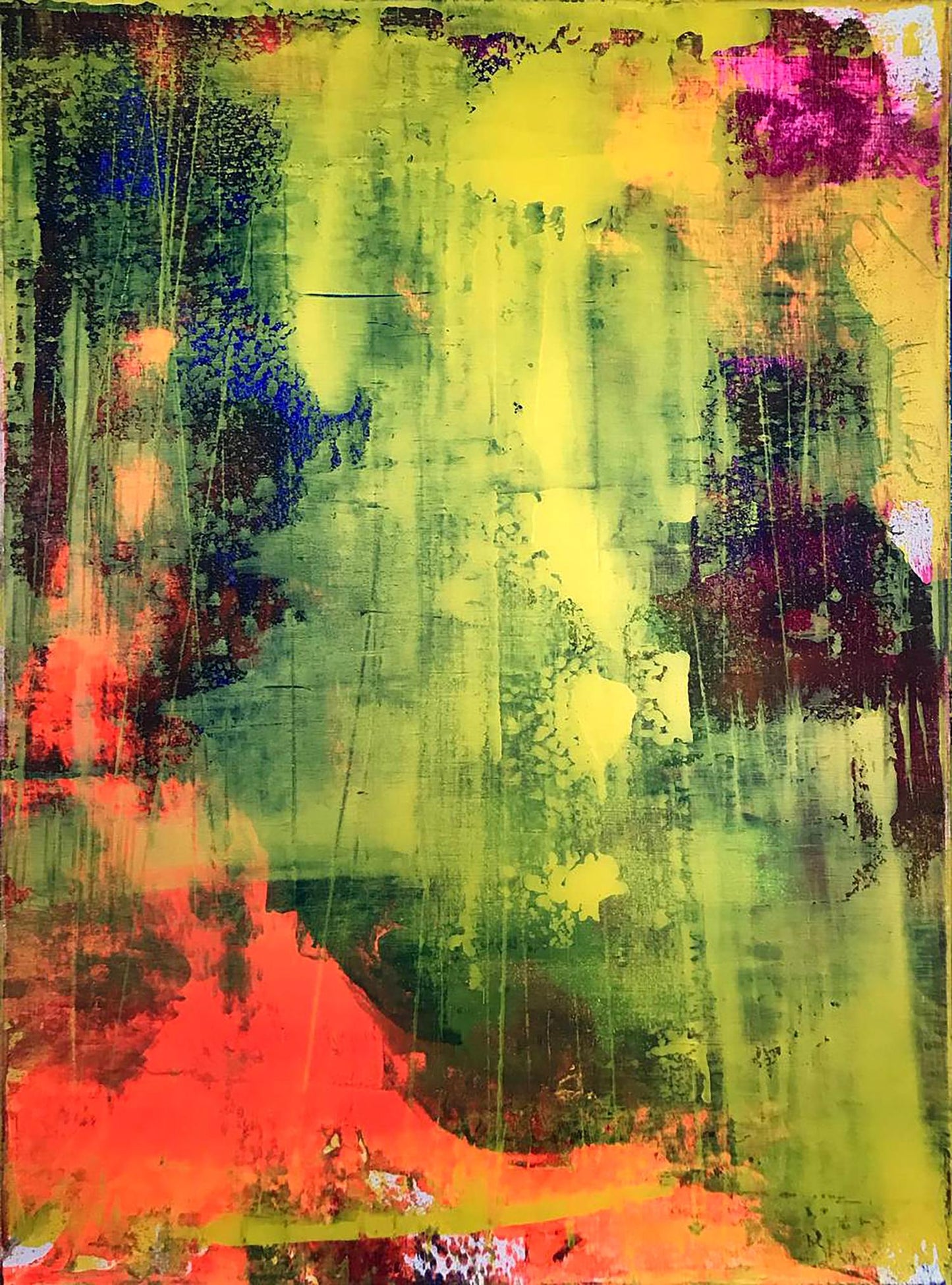 Vibrant Sunny Day acrylic painting by Olga Melezhik with bold colorful streaks