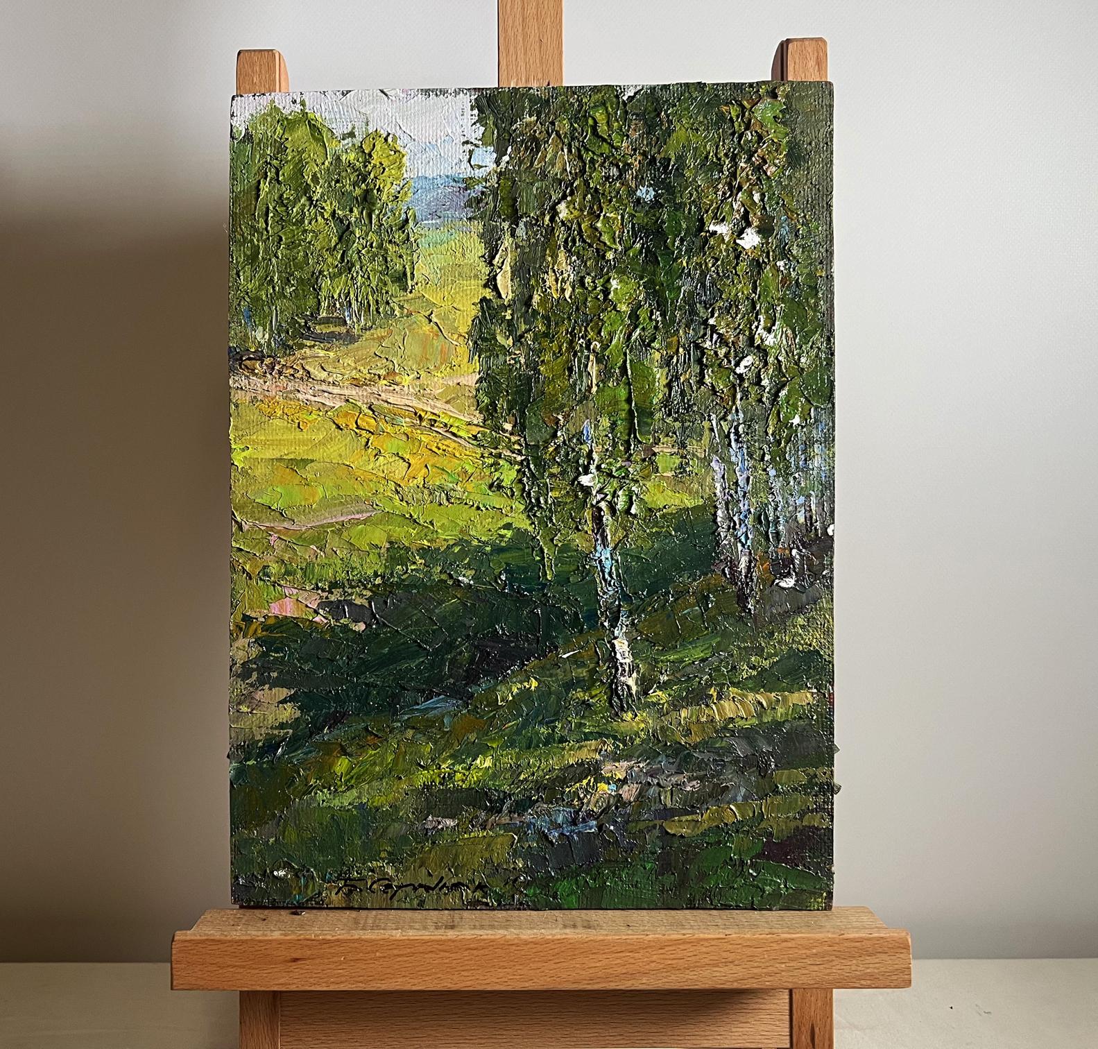 Oil painting Sunny day in the birch forest by Boris Serdyuk