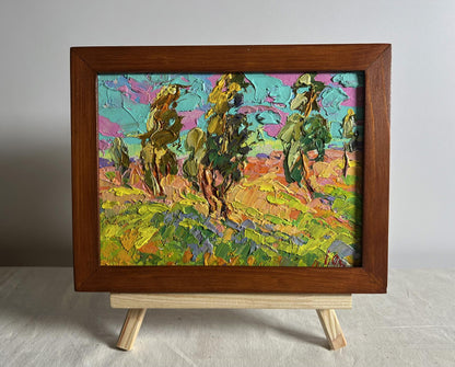 Oil painting Rustle of poplar trees by Oleksiy Ivanyuk in wooden frame