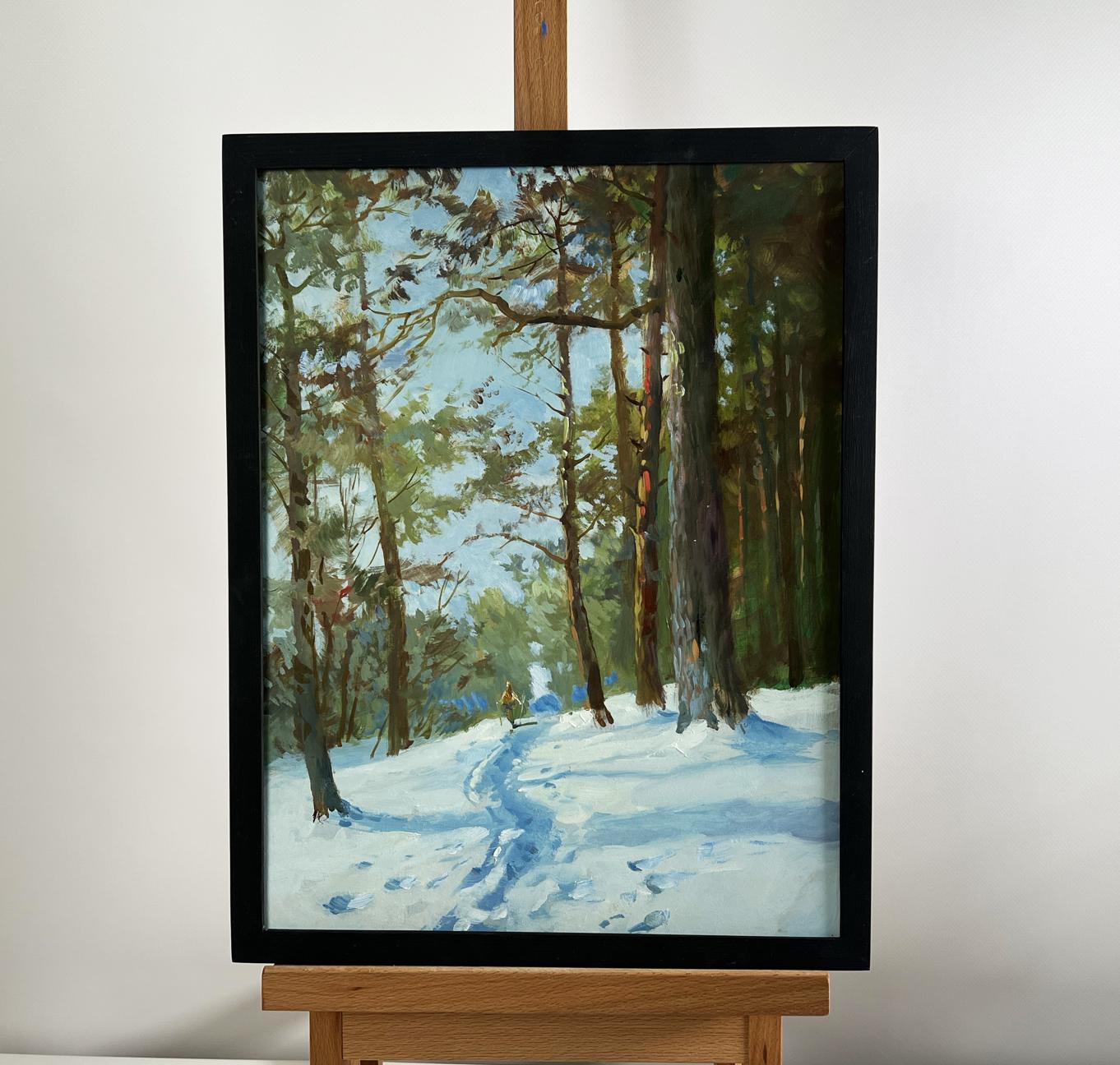 Framed oil painting Walking through the snowy forest by Yuriy Suprunchuk
