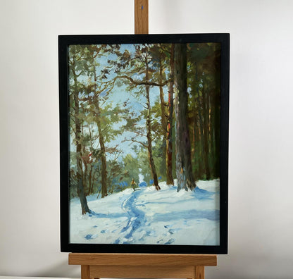 Framed oil painting Walking through the snowy forest by Yuriy Suprunchuk