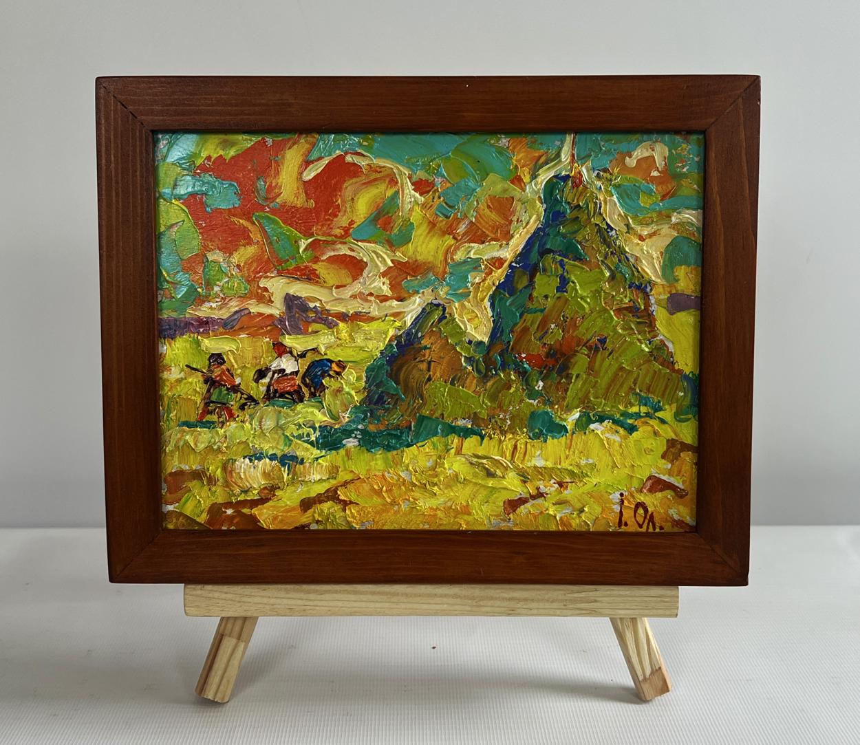 Oil painting Sunny hot day in the field by Oleksiy Ivanyuk in wooden frame