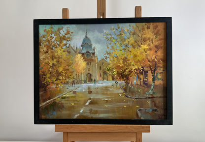 Oil painting Autumn in the heart of the city by Yuriy Suprunchuk