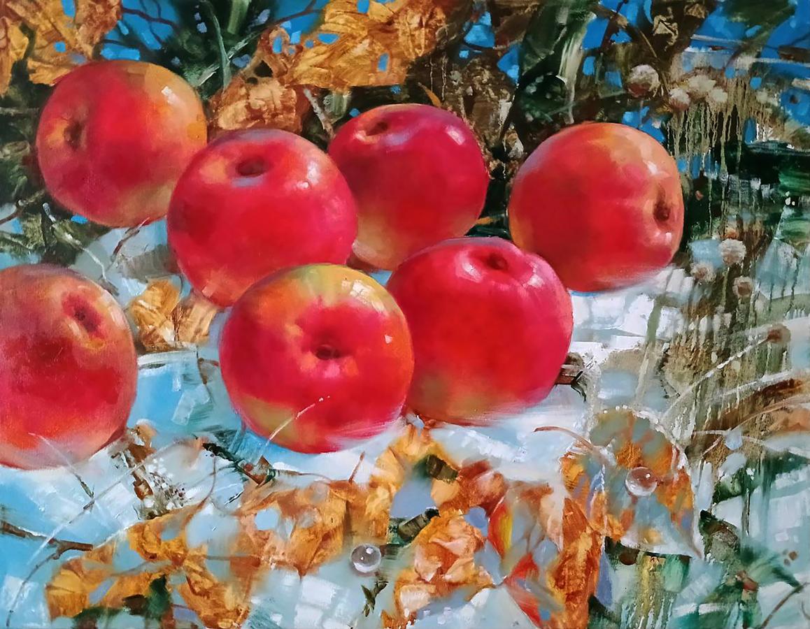Abstract oil painting Apples On The Snow Anatoly Tarabanov