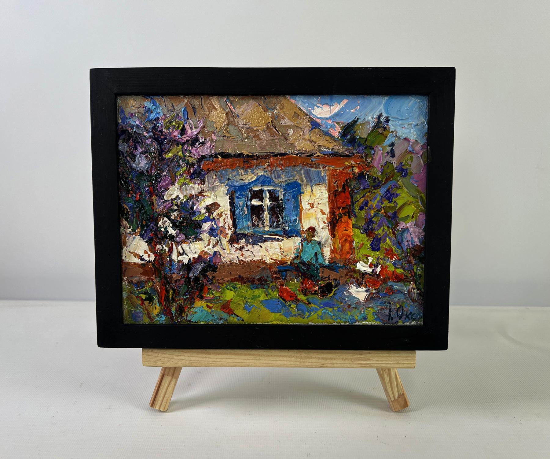 Oil painting Warm in every ray and smile by Oksana Ivanyuk in black frame