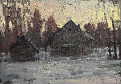 Textured impressionist oil painting Evening has come by Volodymyr Pashchenko