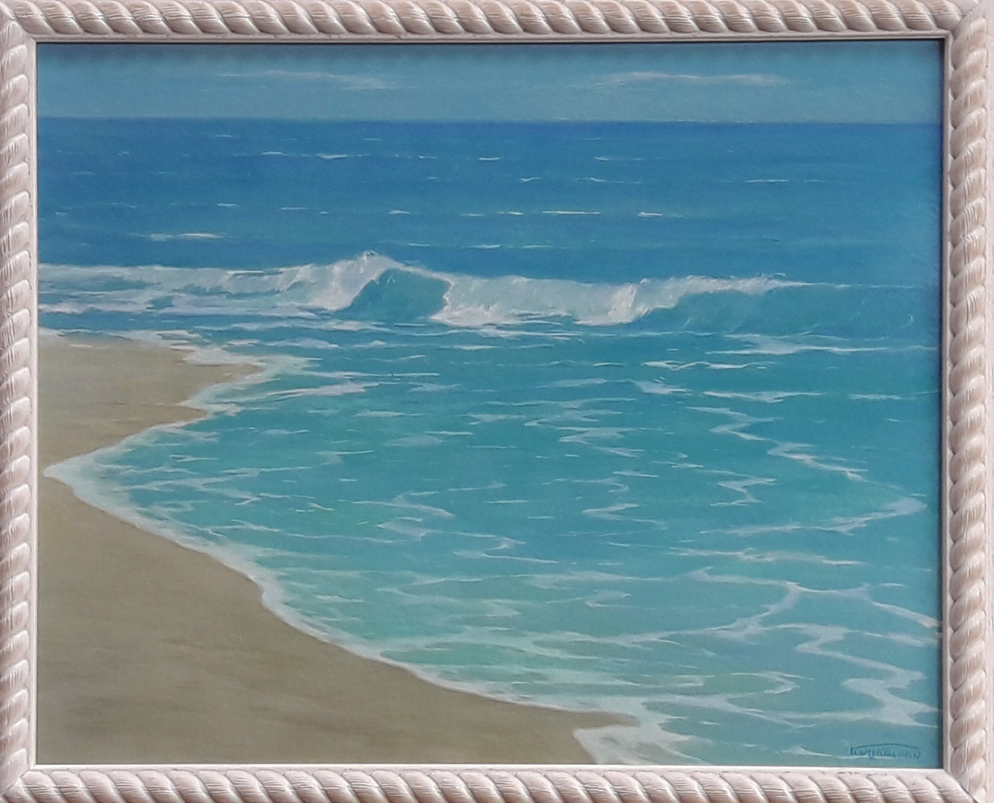Framed oil painting The wave rolls towards the warm shore by Vasily Korkishko