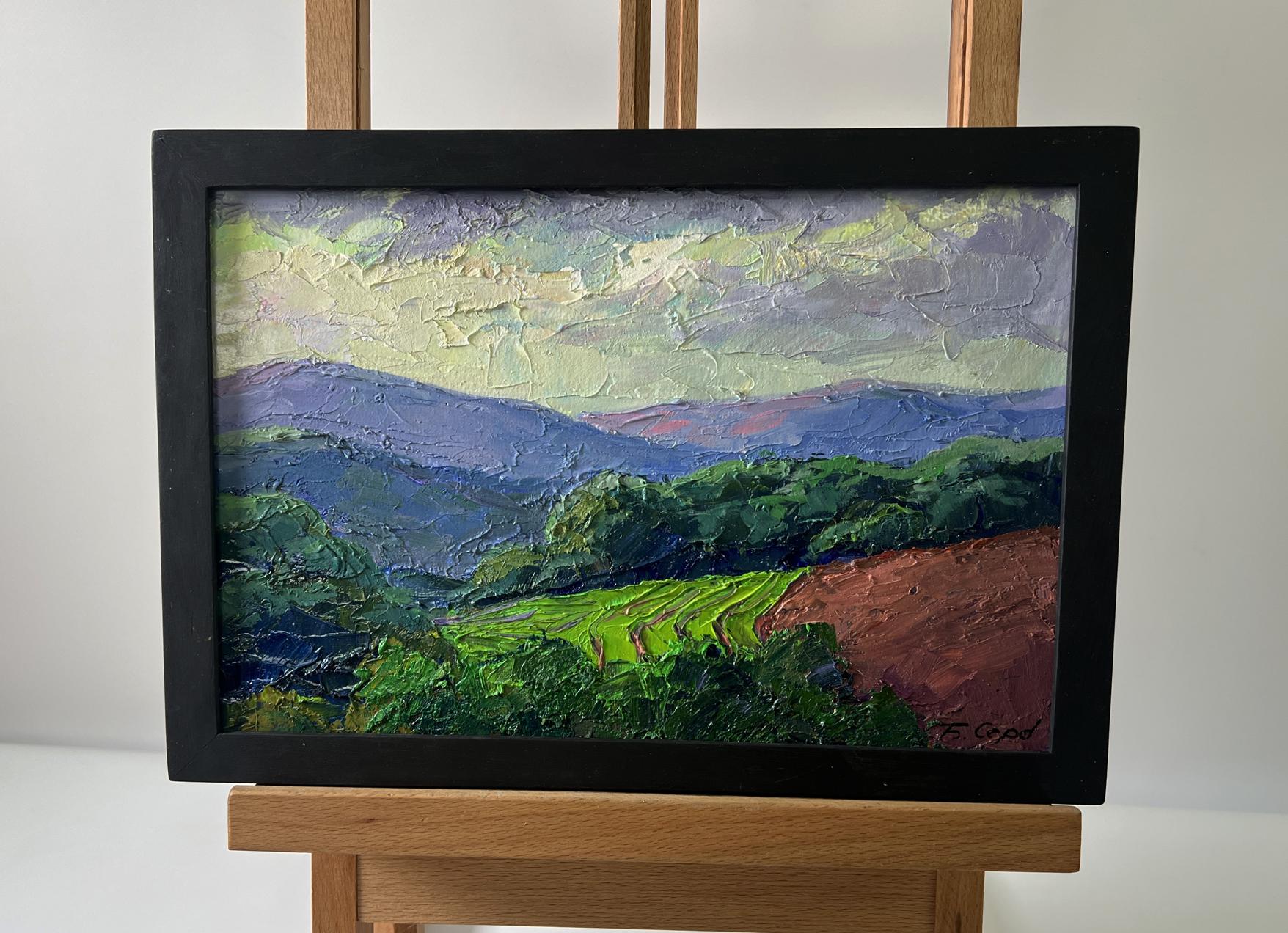 Framed Oil Painting Mountain Sunset by Boris Serdyuk impressionist landscape