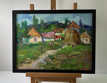 Oil painting A quiet village corner by Yuriy Suprunchuk rustic scene