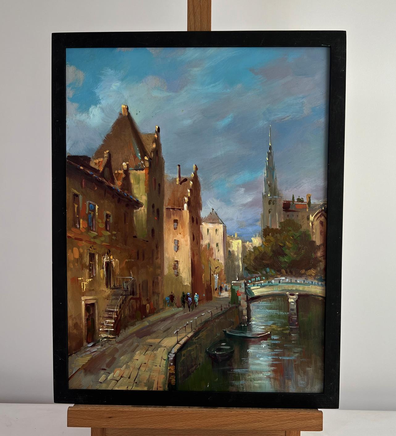 Framed oil painting of Venice old street by Yuriy Suprunchuk