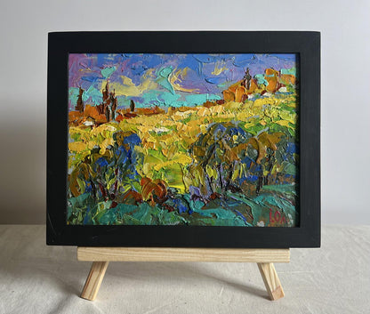 Oil painting Sunny summer day by Oleksiy Ivanyuk in black frame