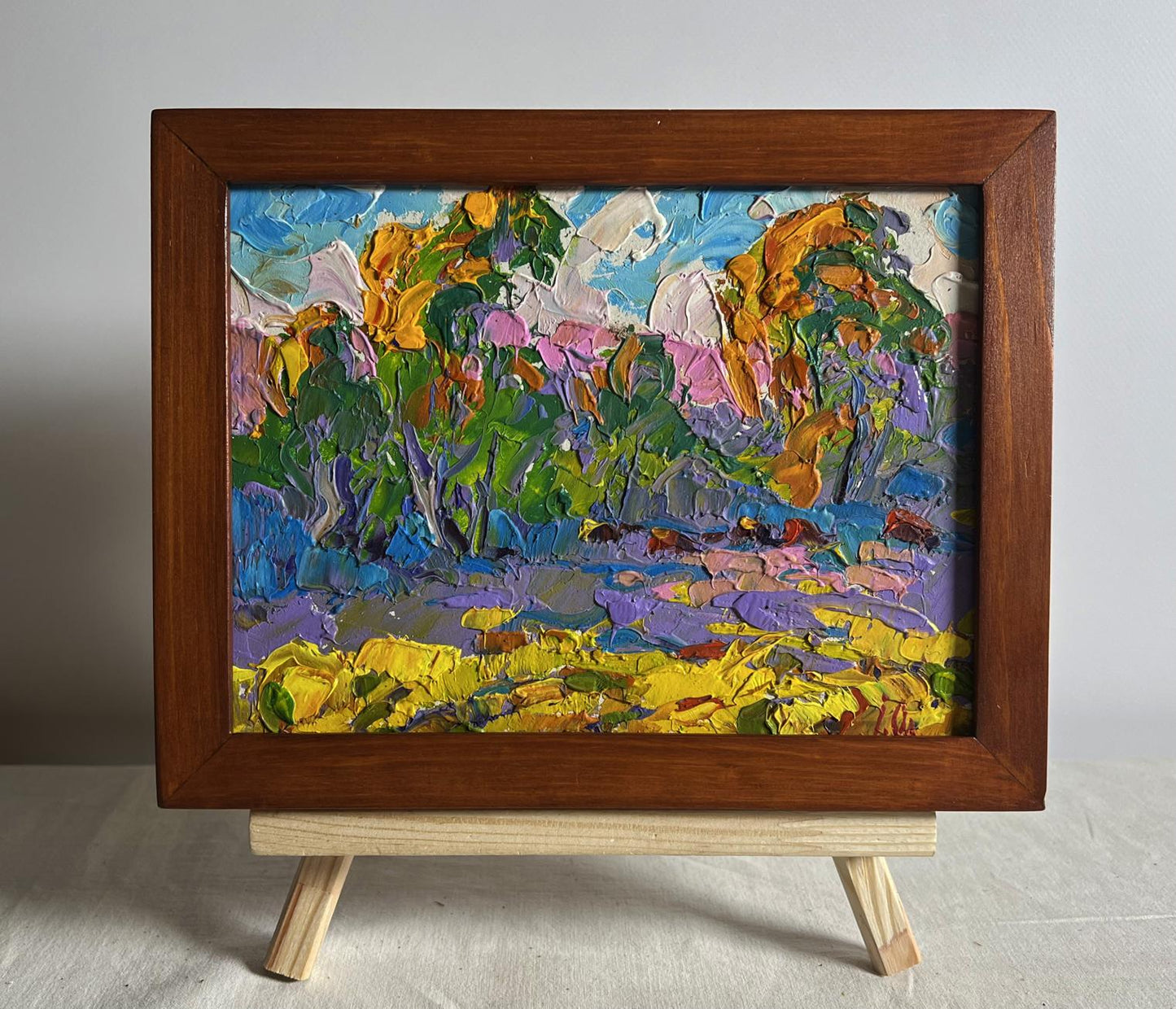 Oil painting Autumn colors of nature by Oleksiy Ivanyuk in wooden frame