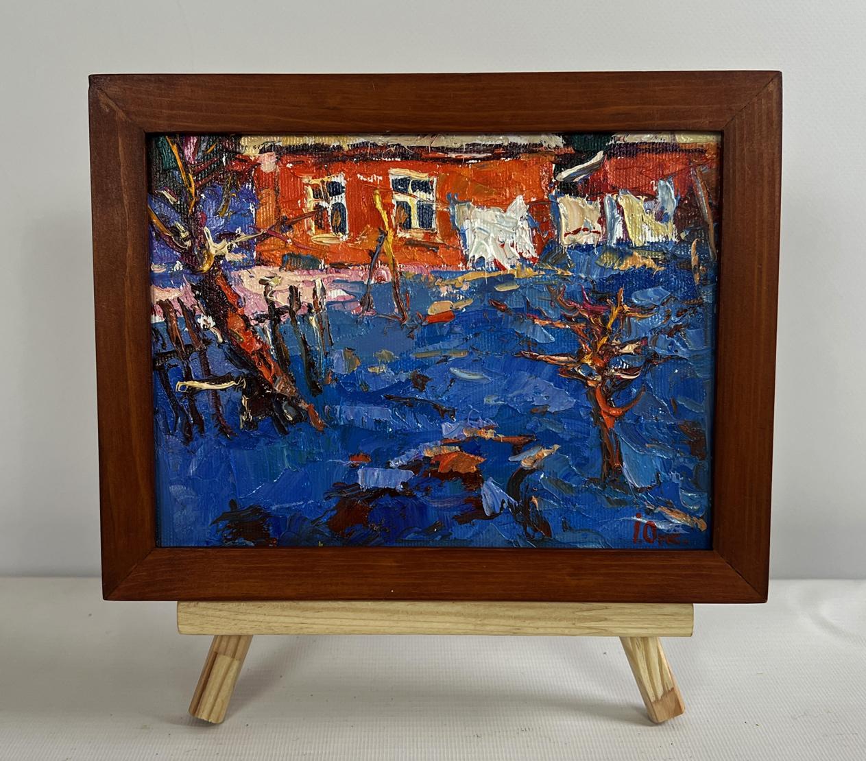 Oil painting The last days of winter by Oksana Ivanyuk in rustic frame
