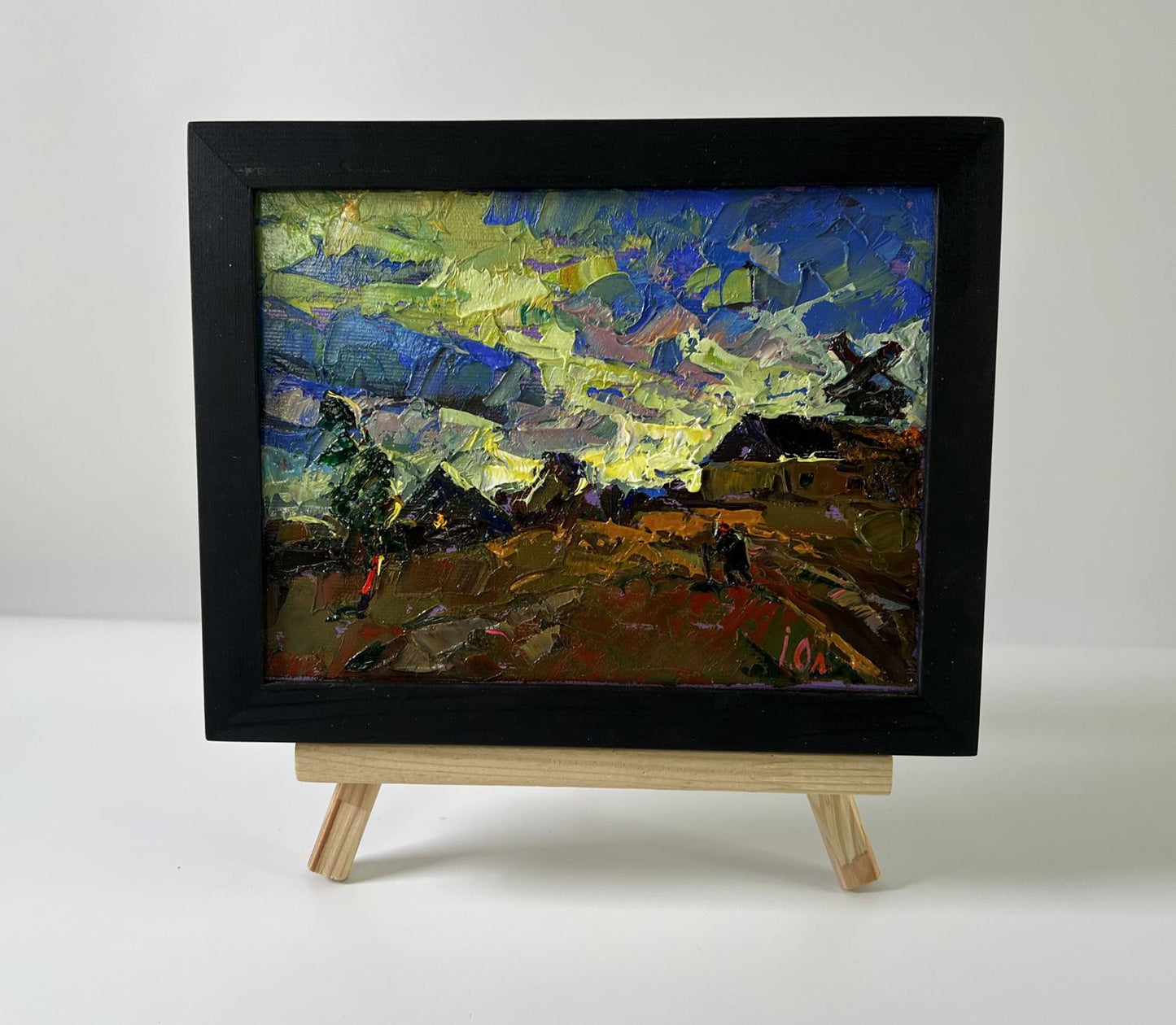 Oil painting of colorful village sky by Oleksiy Ivanyuk