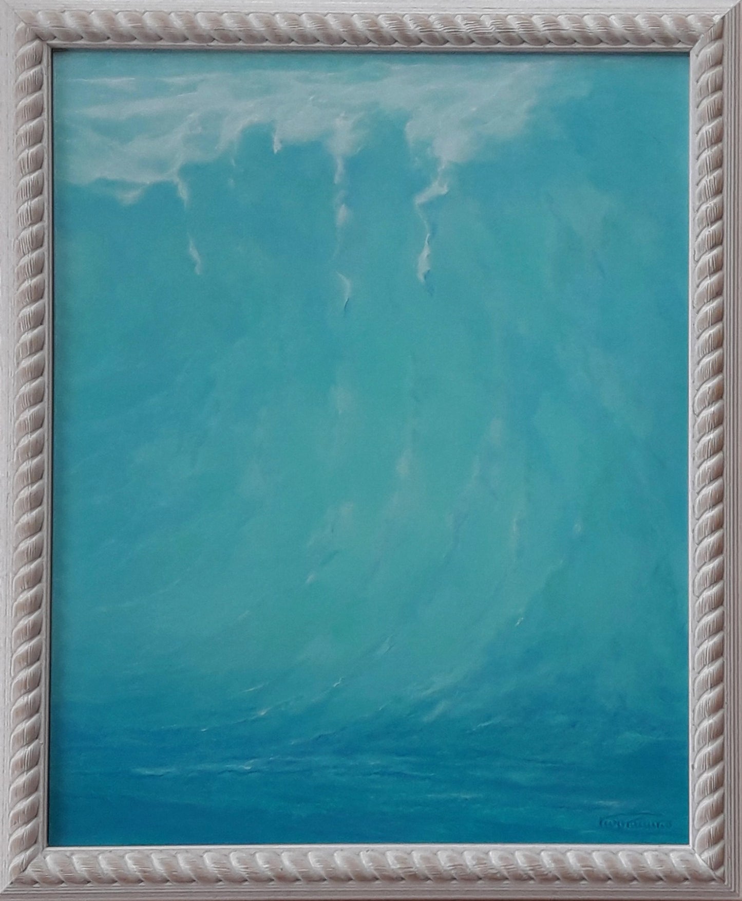 Oil painting The sound of the surf at dawn by Vasily Korkishko in silver rope frame