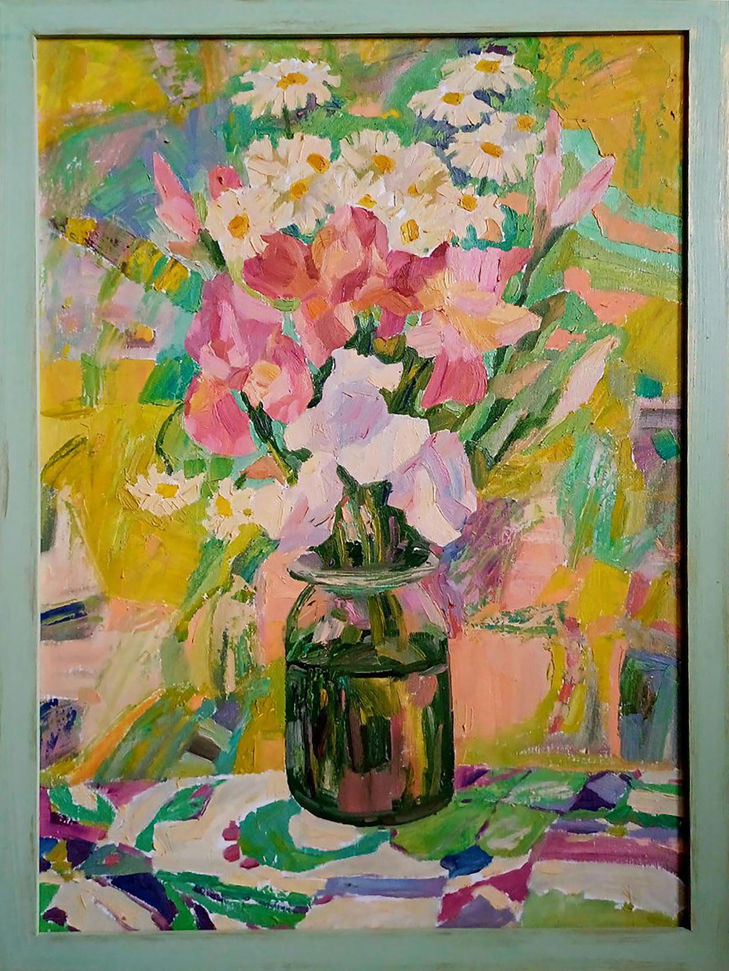 Oil painting Spring bouquet by Tatyana Shulyak with pink flowers
