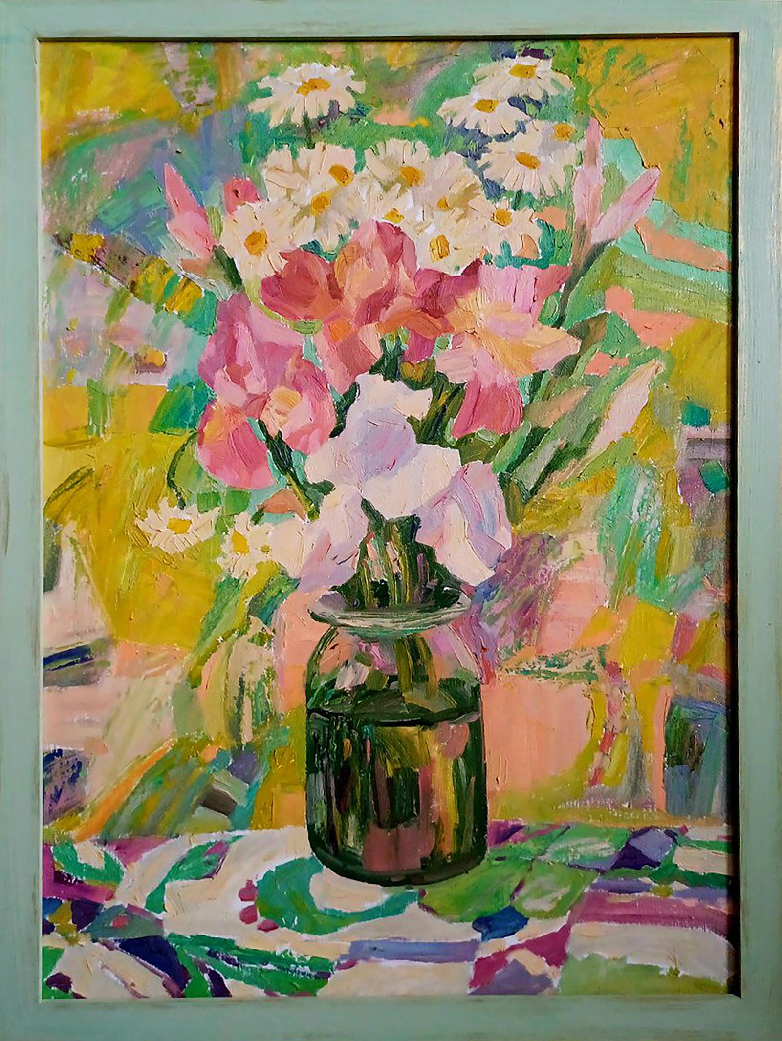 Oil painting Spring bouquet by Tatyana Shulyak with pink flowers