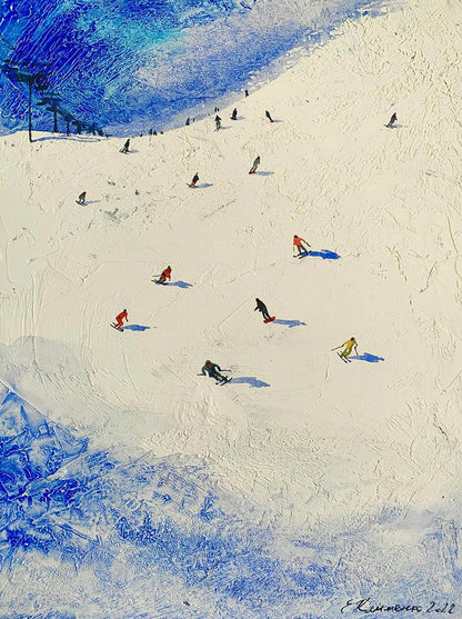 Watercolor painting Descent from Snow Mountain Olena Klimenko