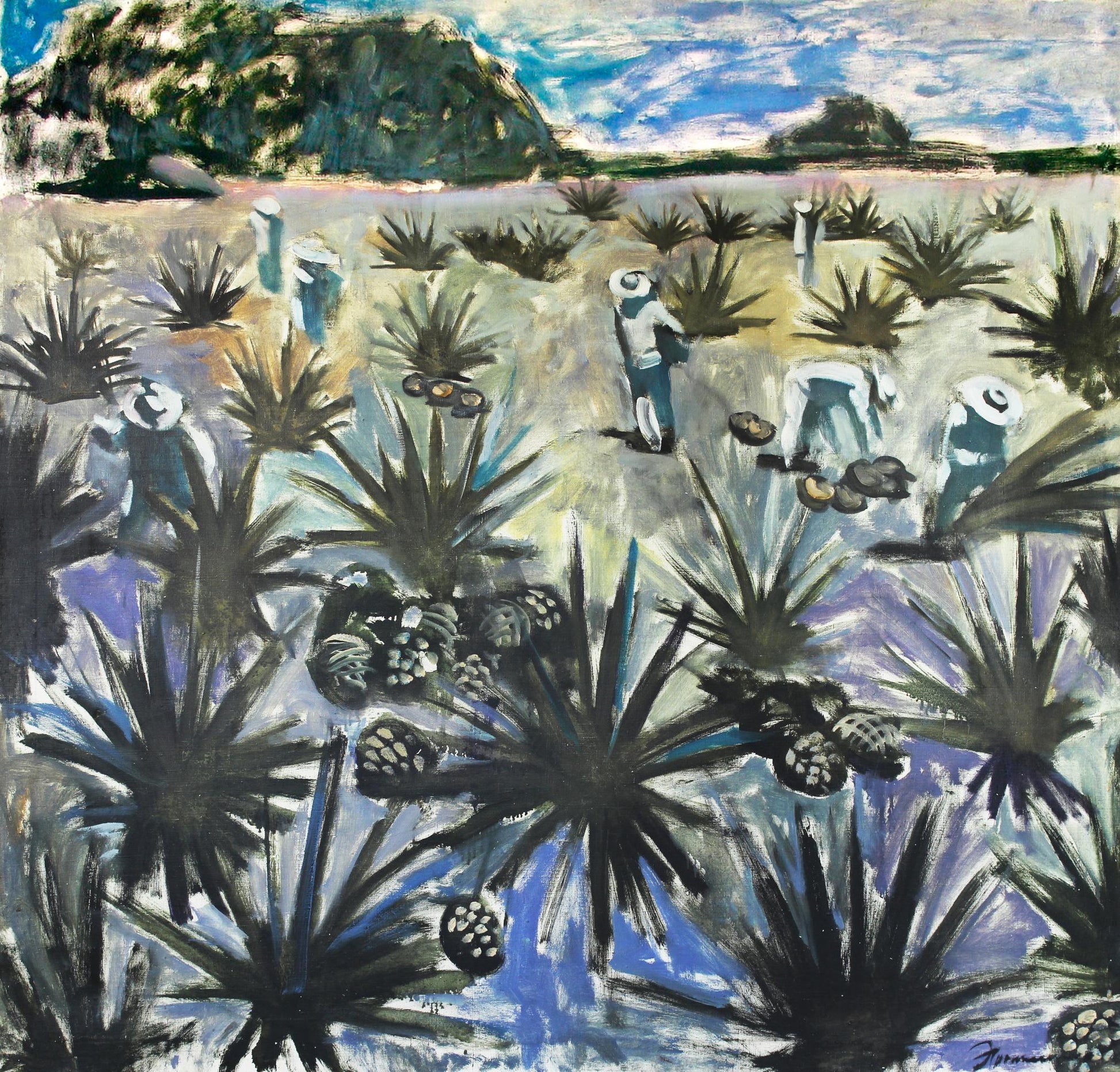 Oil painting ANANAS by Ed Potapenkov: agave harvest field