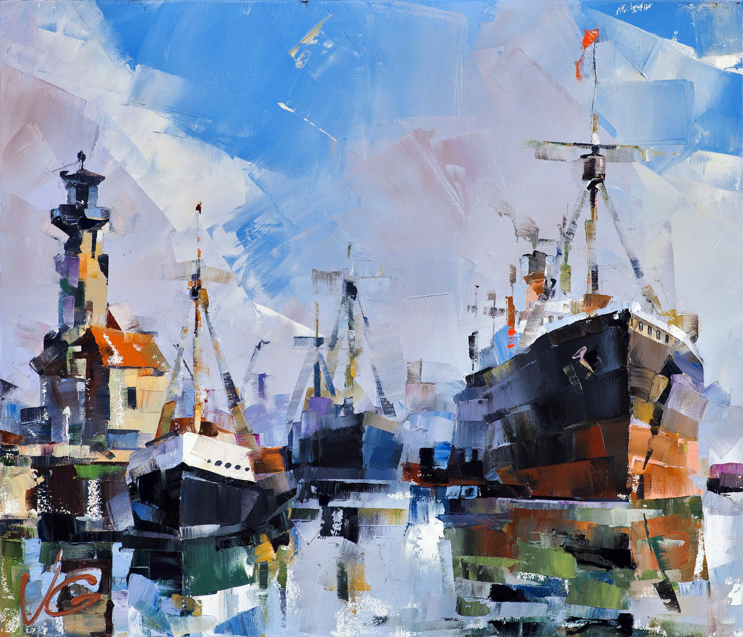 Vibrant oil painting At the old lighthouse by Volodymyr Gluhomanyuk