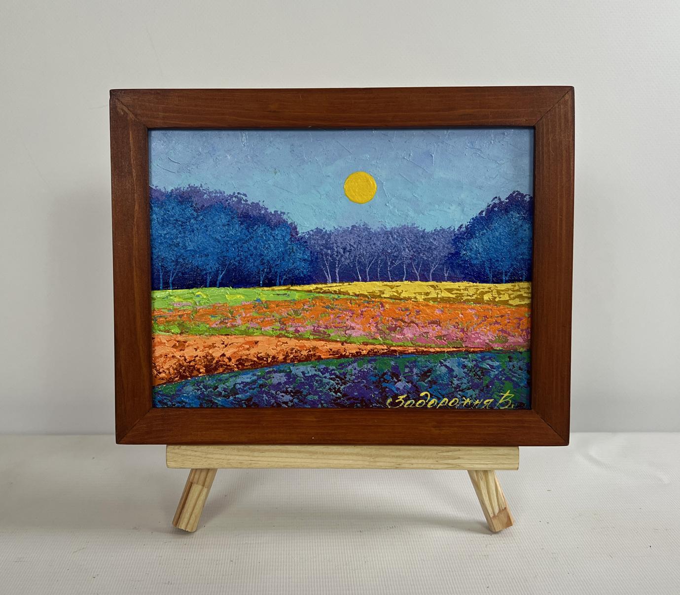 Oil painting Warm wind over the meadows by V. Zadorozhnya vibrant landscape