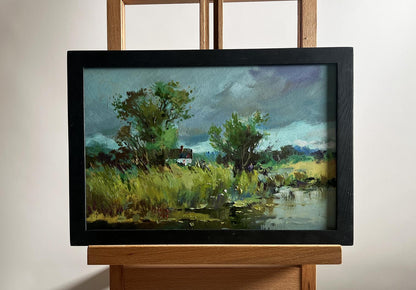 Oil painting On the outskirts of the village by Yuriy Suprunchuk, serene landscape