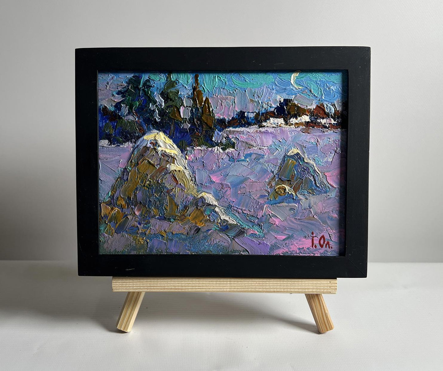 Oil painting The field was covered with snow by Oleksiy Ivanyuk snowy landscape