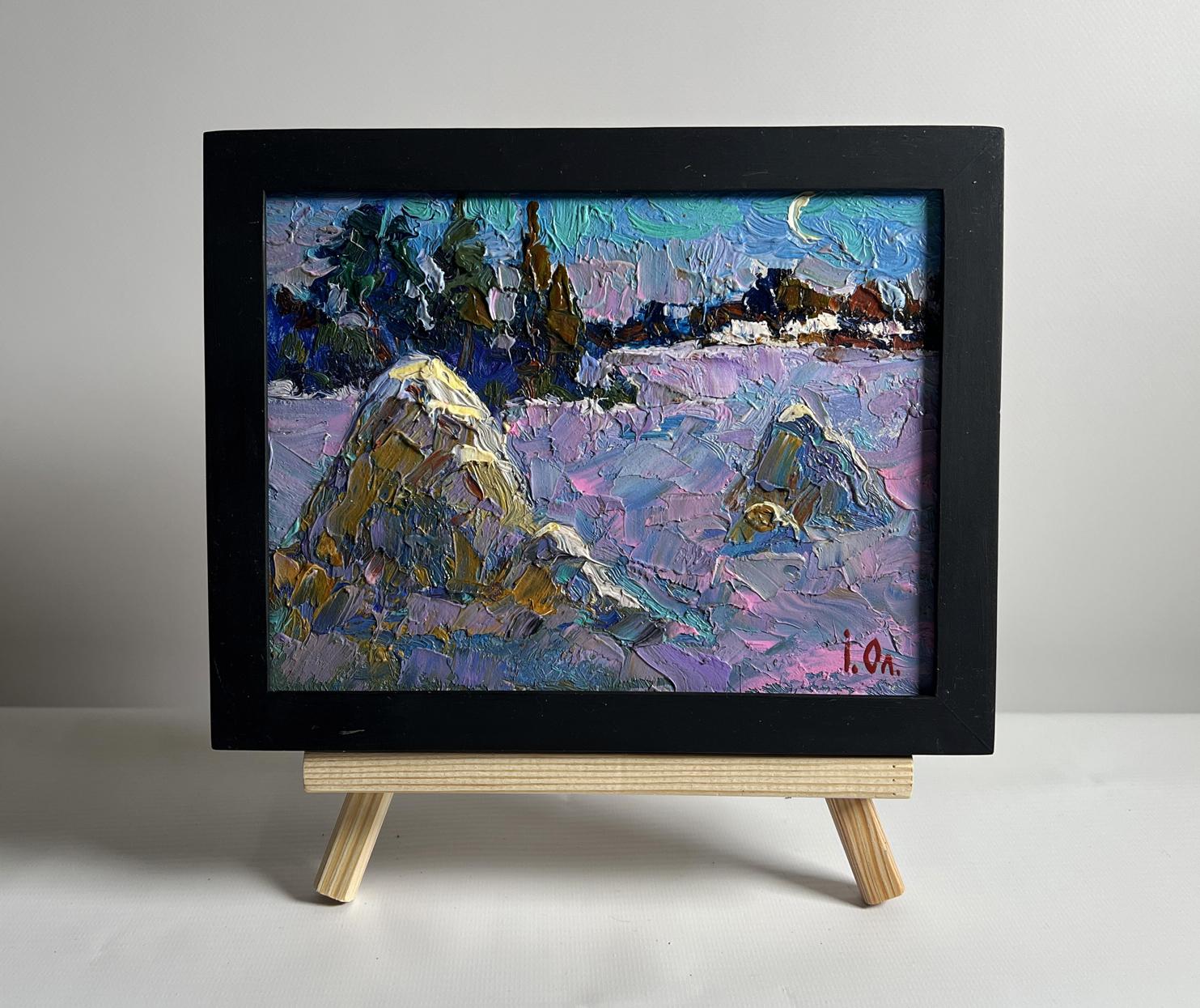Oil painting The field was covered with snow by Oleksiy Ivanyuk snowy landscape