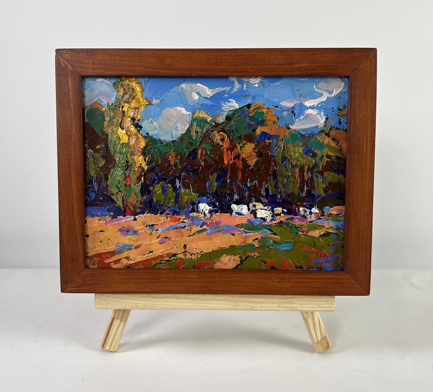 Oil painting Morning at the edge of the forest by Oleksiy Ivanyuk in wooden frame