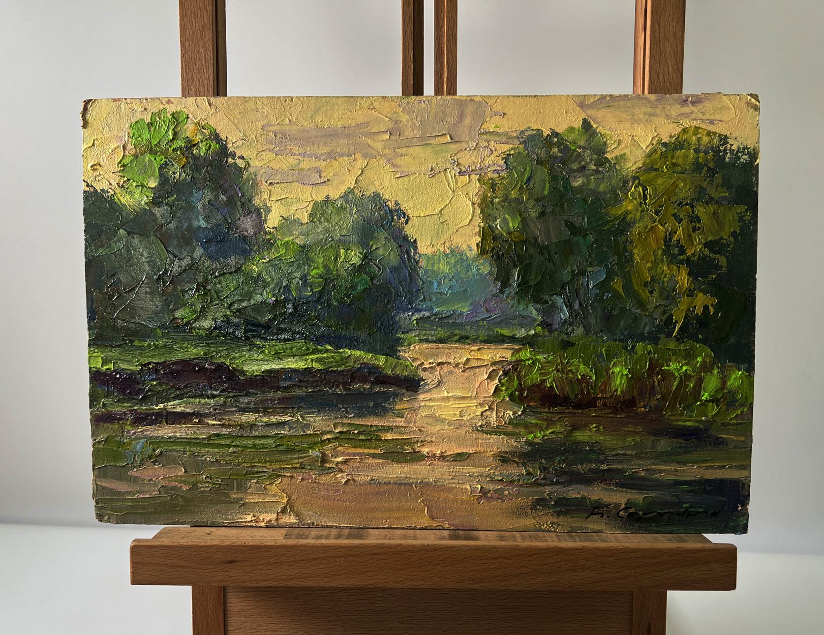 Oil painting Spring sunset over the river by Boris Serdyuk
