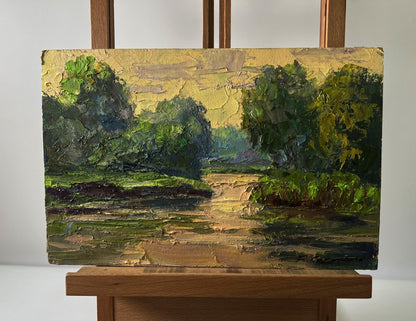 Oil painting Spring sunset over the river by Boris Serdyuk