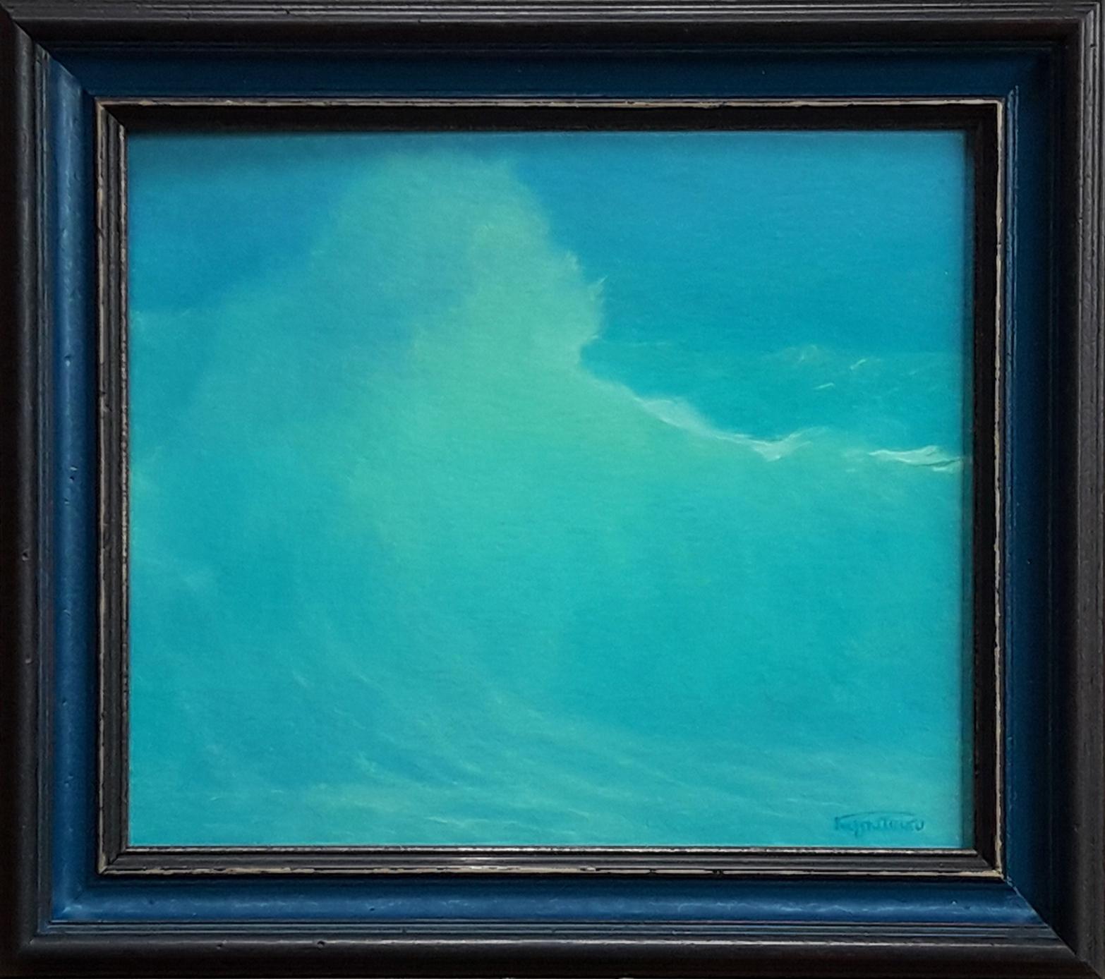 Oil painting Voice of the Ocean by Vasily Korkishko in dark blue frame