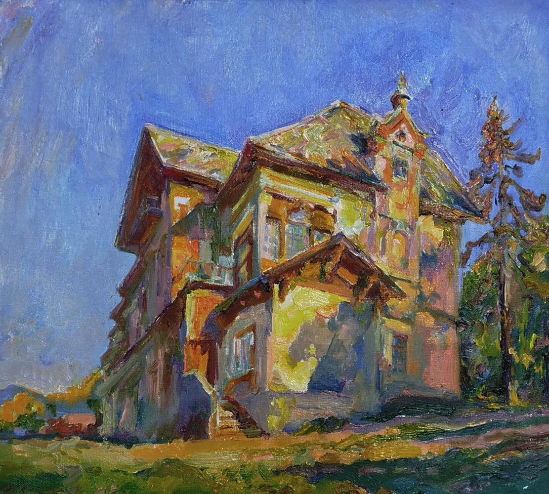 Vibrant impressionistic oil painting of east side house by Leonid Pavlenko