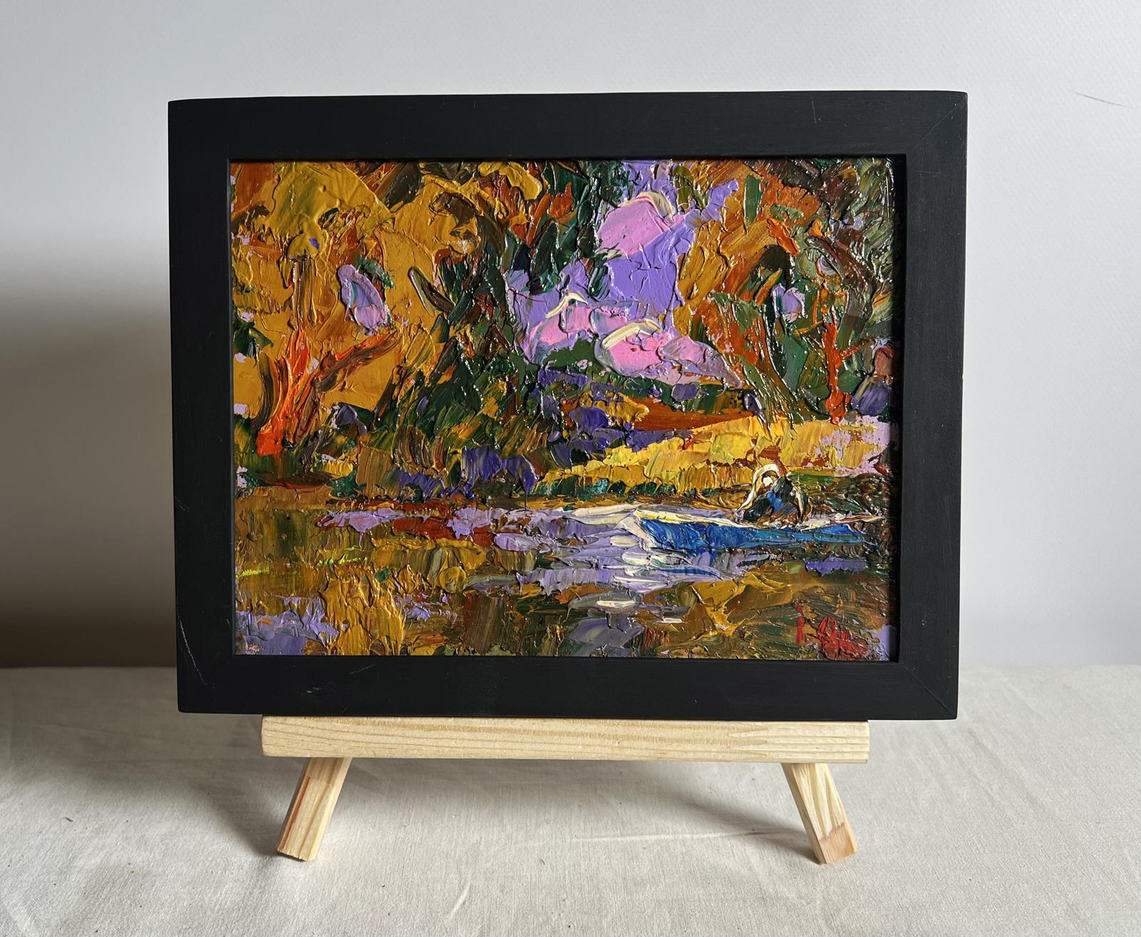 Oil painting Solitude in Nature by Oleksiy Ivanyuk in black frame