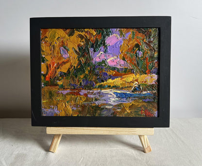 Oil painting Solitude in Nature by Oleksiy Ivanyuk in black frame