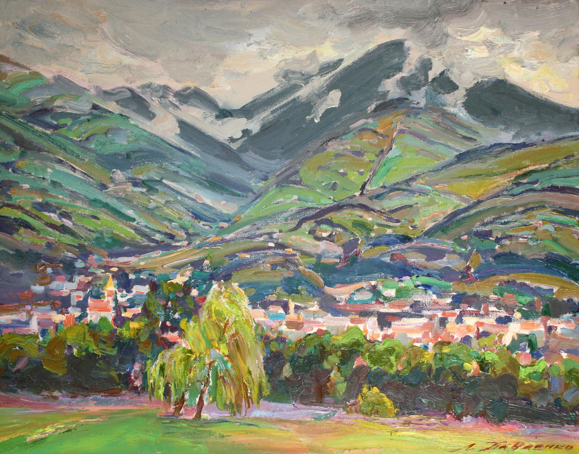Vibrant impressionist oil painting by Leonid Pavlenko: In the valley of the city