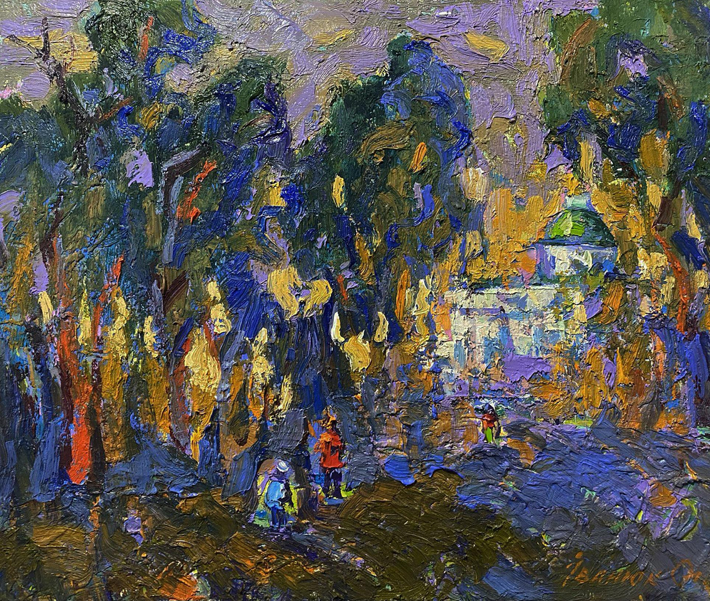 Vibrant impressionist oil painting Alley in the park by Oleksiy Ivanyuk