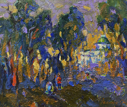 Vibrant impressionist oil painting Alley in the park by Oleksiy Ivanyuk