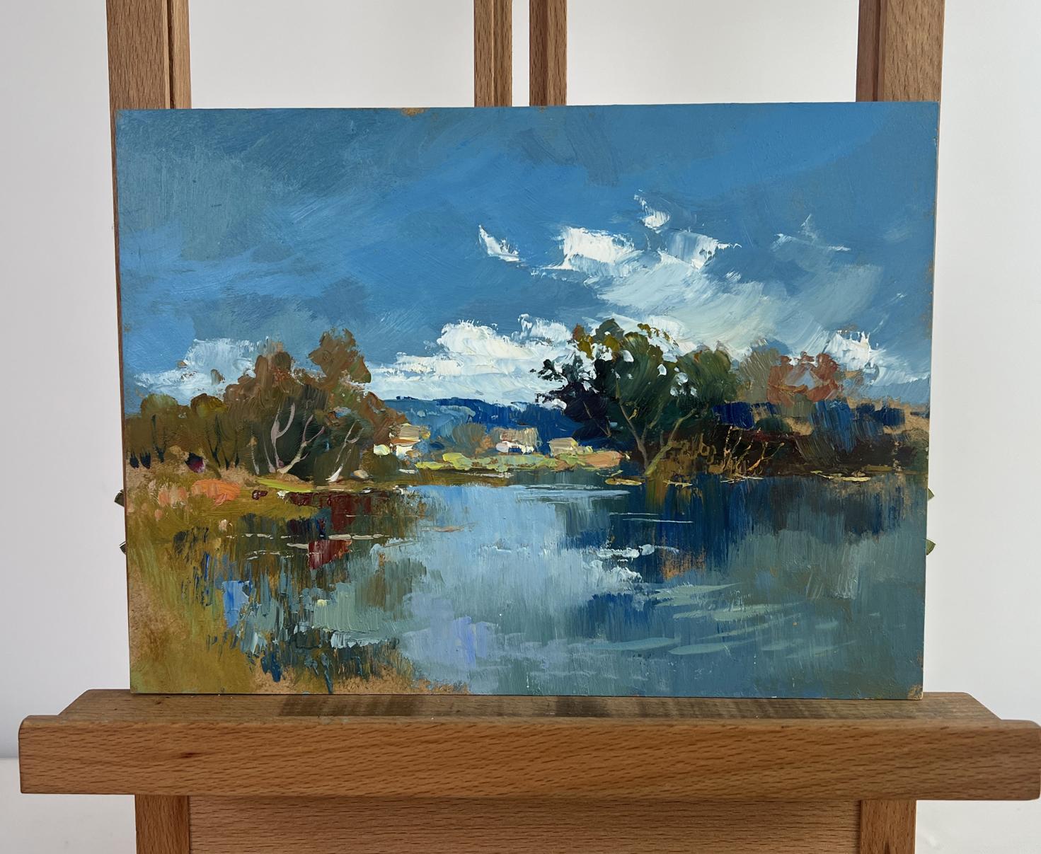 Oil painting Reflection of nature by Yuriy Suprunchuk: serene sky in lake