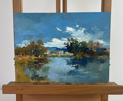 Oil painting Reflection of nature by Yuriy Suprunchuk: serene sky in lake