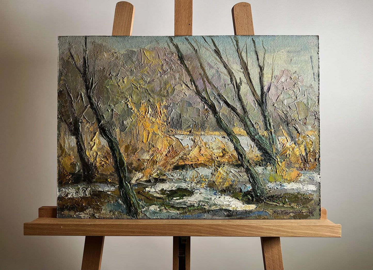 Oil painting The first snow fell by Boris Serdyuk winter landscape