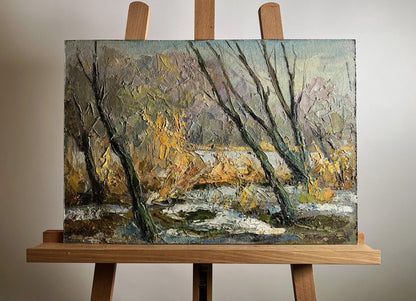 Oil painting The first snow fell by Boris Serdyuk winter landscape