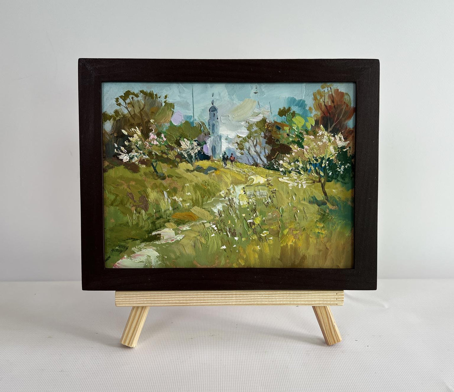 Oil painting The road to the church by Yuriy Suprunchuk in wooden frame