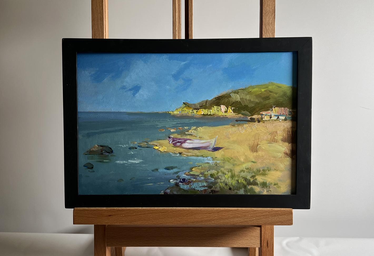 Oil painting Cloudy day at sea by Yuriy Suprunchuk in black frame