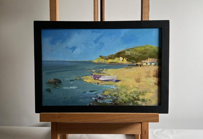Oil painting Cloudy day at sea by Yuriy Suprunchuk in black frame