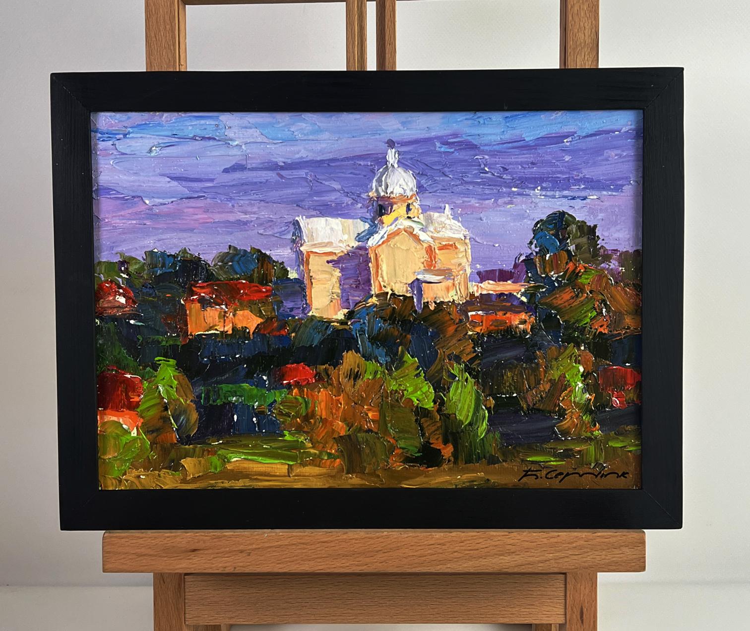 Oil painting The Distant Temple by Boris Serdyuk in black frame