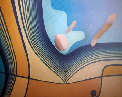 Oil painting Air environment by Alexander Strashevich with orange blue geometric shapes