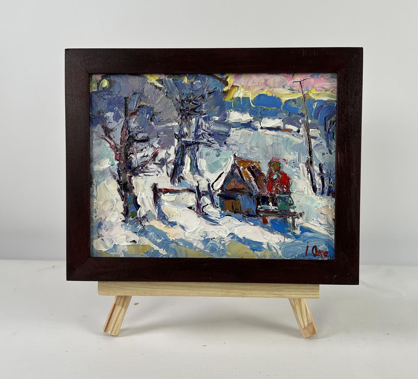 Oil painting The icy breath of the morning by Oksana Ivanyuk snowy landscape