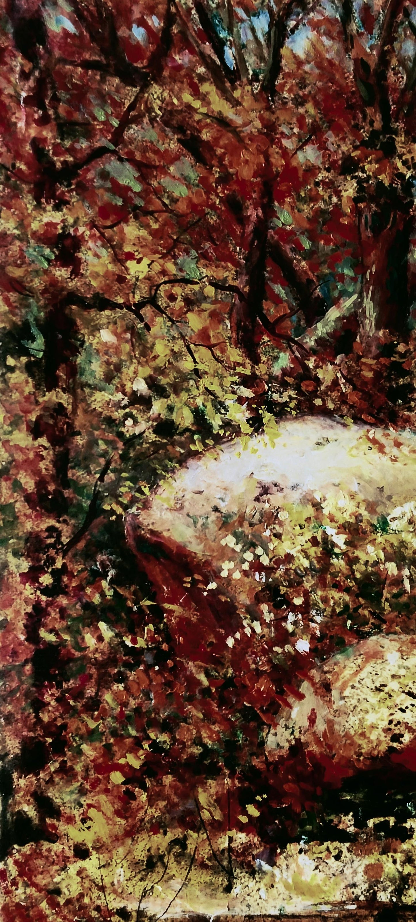 Autumn forest oil painting by Vitaly Duhnevich with vibrant trees