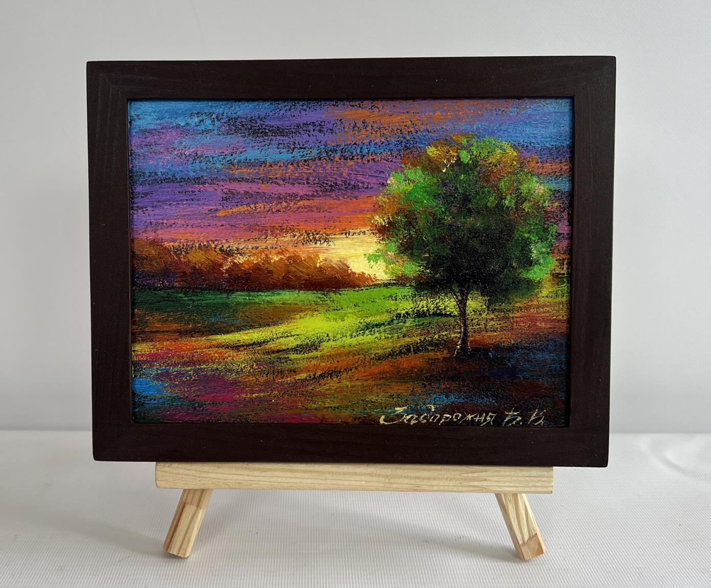Oil painting Romantic evening by V. Zadorozhnya in wooden frame